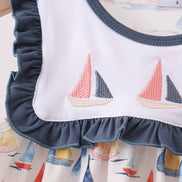 Blue Sailboat Embroidered Dress