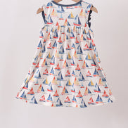 Blue Sailboat Embroidered Dress