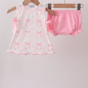 Pink Bow Print Bloomer Set