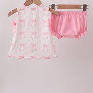 Pink Bow Print Bloomer Set