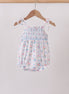 Blue Floral Smocked Bubble