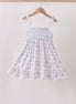 Blue Floral Smocked Ruffle Dress