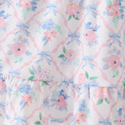Blue Floral Smocked Ruffle Dress