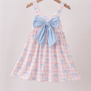 Pink Gingham Bow Print Dress