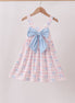Pink Gingham Bow Print Dress