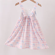 Pink Gingham Bow Print Dress