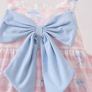 Pink Gingham Bow Print Dress