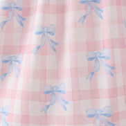 Pink Gingham Bow Print Dress