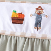 Green Scarecrow Embroidery Ruffle Pants Set
