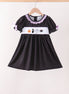 Black ghost spider embroidery ruffle dress