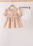 Khaki Pumpkin Smocked Bloomer Set