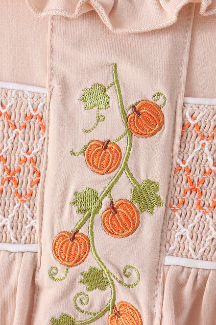 Khaki Pumpkin Smocked Bloomer Set