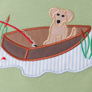Sage Puppy Fishing Gingham Pants Set