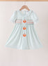 Sage pumpkin smocked gingham dress