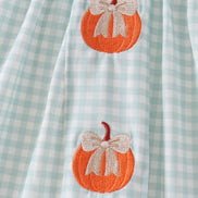 Sage pumpkin smocked gingham dress
