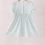 Sage pumpkin smocked gingham dress