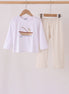 Khaki Puppy Fishing Embroidery Pants Set