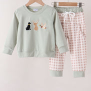 Sage hunting embroidery Pants set