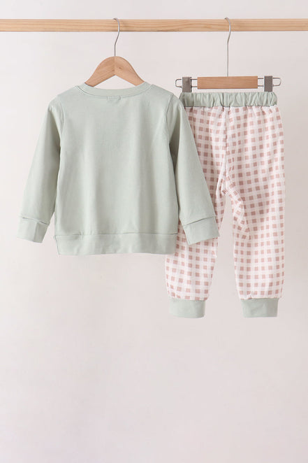 Sage hunting embroidery Pants set