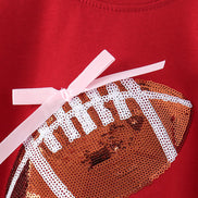 Maroon football bow sequin bubble