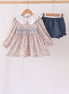 Floral smocked lace bloomer set