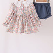 Floral smocked lace bloomer set