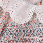 Floral smocked lace dress