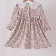 Floral smocked lace dress