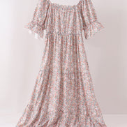 Floral print tiered mom dress