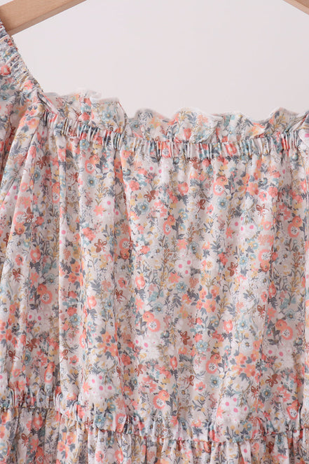 Floral print tiered mom dress
