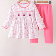 Pink Cowboy boots Smocked Pants Set