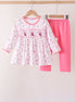 Pink Cowboy boots Smocked Pants Set