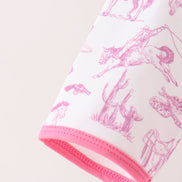 Pink Cowboy boots Smocked Pants Set