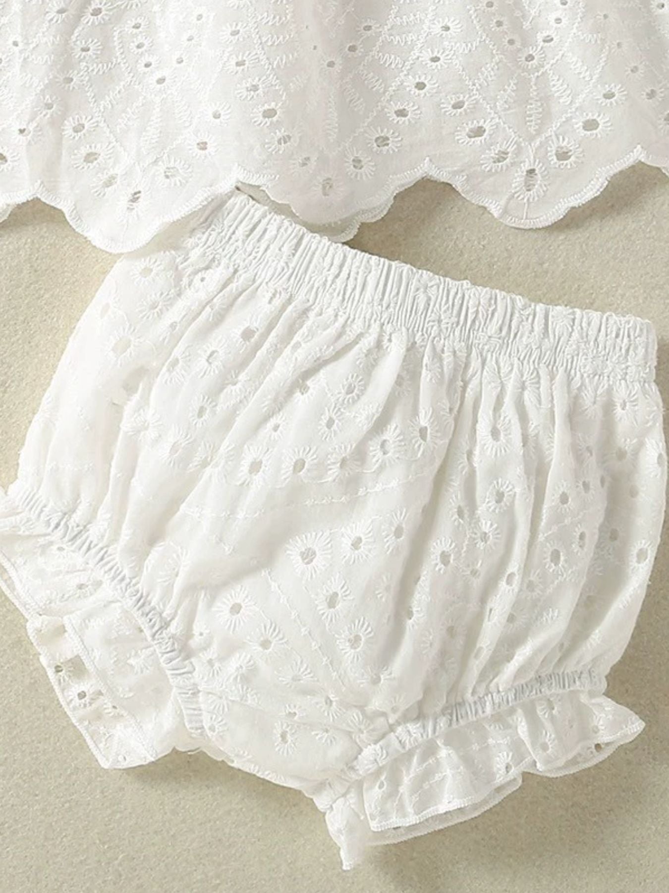 Children's Eyelet Embroidered Ruffled Top and Shorts Set - Little Janey Shop