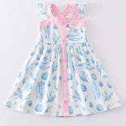 Marine creature print dress mom & me