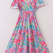Vibrant floral lace mom dress