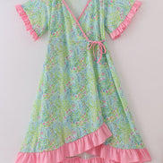 Meadow breeze print adult ruffle dress
