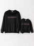 Black velvet blessed embroidery mom&me sweatshirt