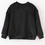 Black velvet blessed embroidery mom&me sweatshirt