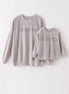 Grey velvet blessed embroidery mom&me sweatshirt