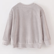 Grey velvet blessed embroidery mom&me sweatshirt