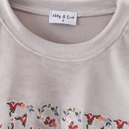 Grey velvet blessed embroidery mom&me sweatshirt