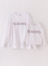 White velvet blessed embroidery mom&me sweatshirt