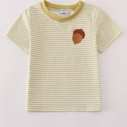 Green pinecone embroidery stripe top