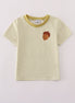 Green pinecone embroidery stripe top