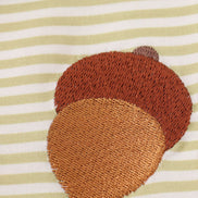Green pinecone embroidery stripe top