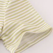 Green pinecone embroidery stripe top