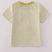 Green pinecone embroidery stripe top