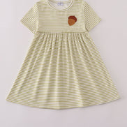 Pinecone embroidery stripe dress