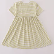 Pinecone embroidery stripe dress